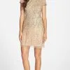 Adrianna Papell - 041911070 Sequined Ornate Short Dress - 1 Pc Cashmere In Size 6 Available