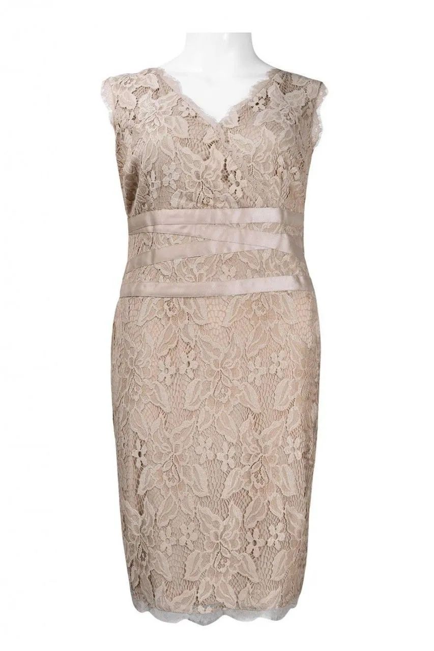Adrianna Papell - 41905221 V-Neck Lace Ribbon Cocktail Dress - 1 Pc Doe In Size 22W Available 5 Adrianna Papell - 41905221 V-Neck Lace Ribbon Cocktail Dress - 1 Pc Doe In Size 22W Available - Image 5