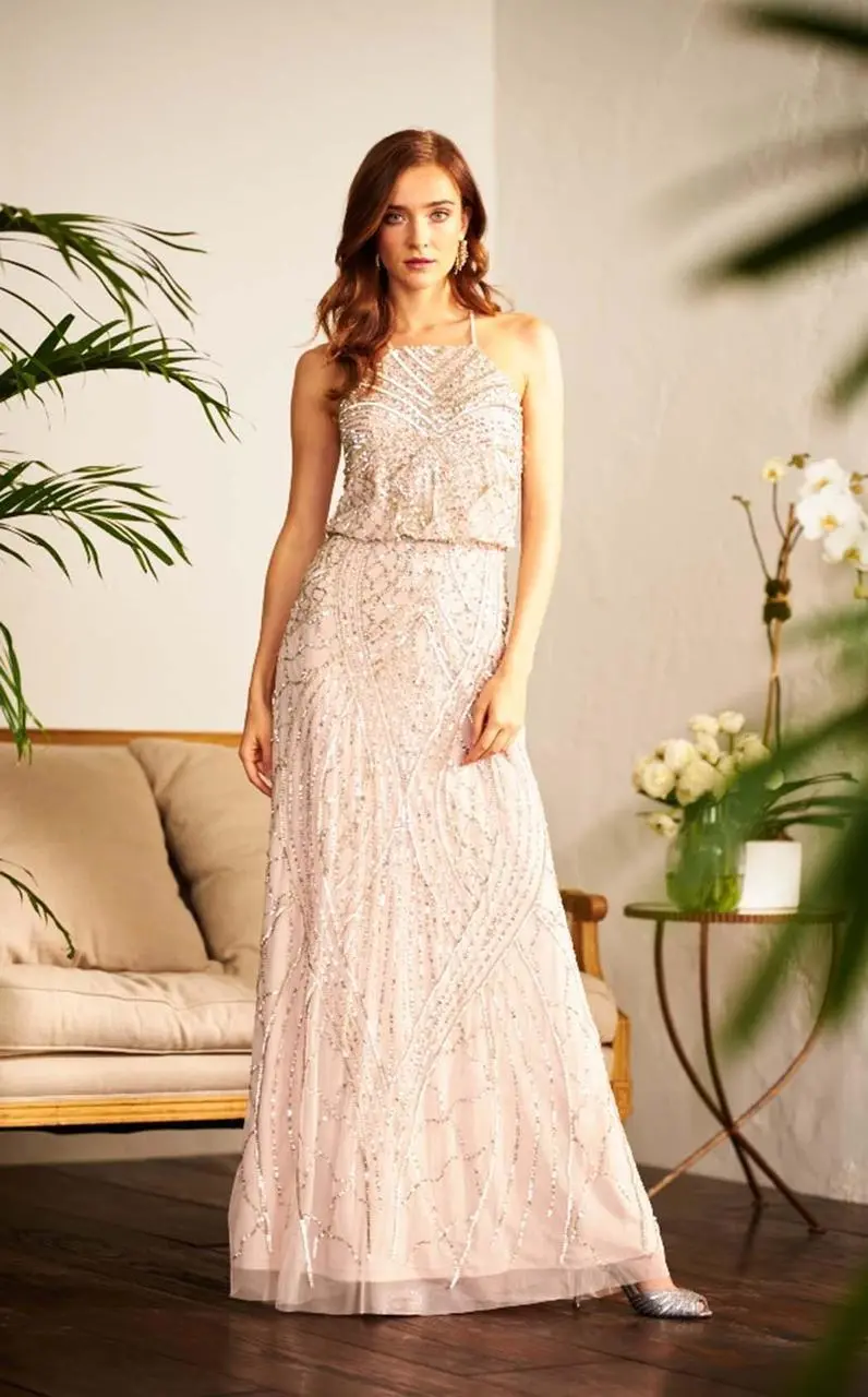 Adrianna Papell - 91907930 Bedazzled Halter Blouson Sheath Dress 2 Adrianna Papell - 91907930 Bedazzled Halter Blouson Sheath Dress - Image 2