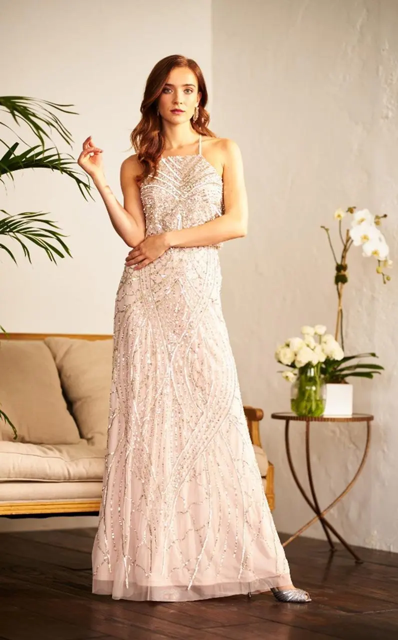 Adrianna Papell - 91907930 Bedazzled Halter Blouson Sheath Dress 3 Adrianna Papell - 91907930 Bedazzled Halter Blouson Sheath Dress - Image 3