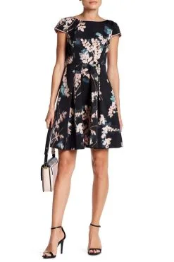 Adrianna Papell - AP1D100550 Faille Floral A-Line Dress