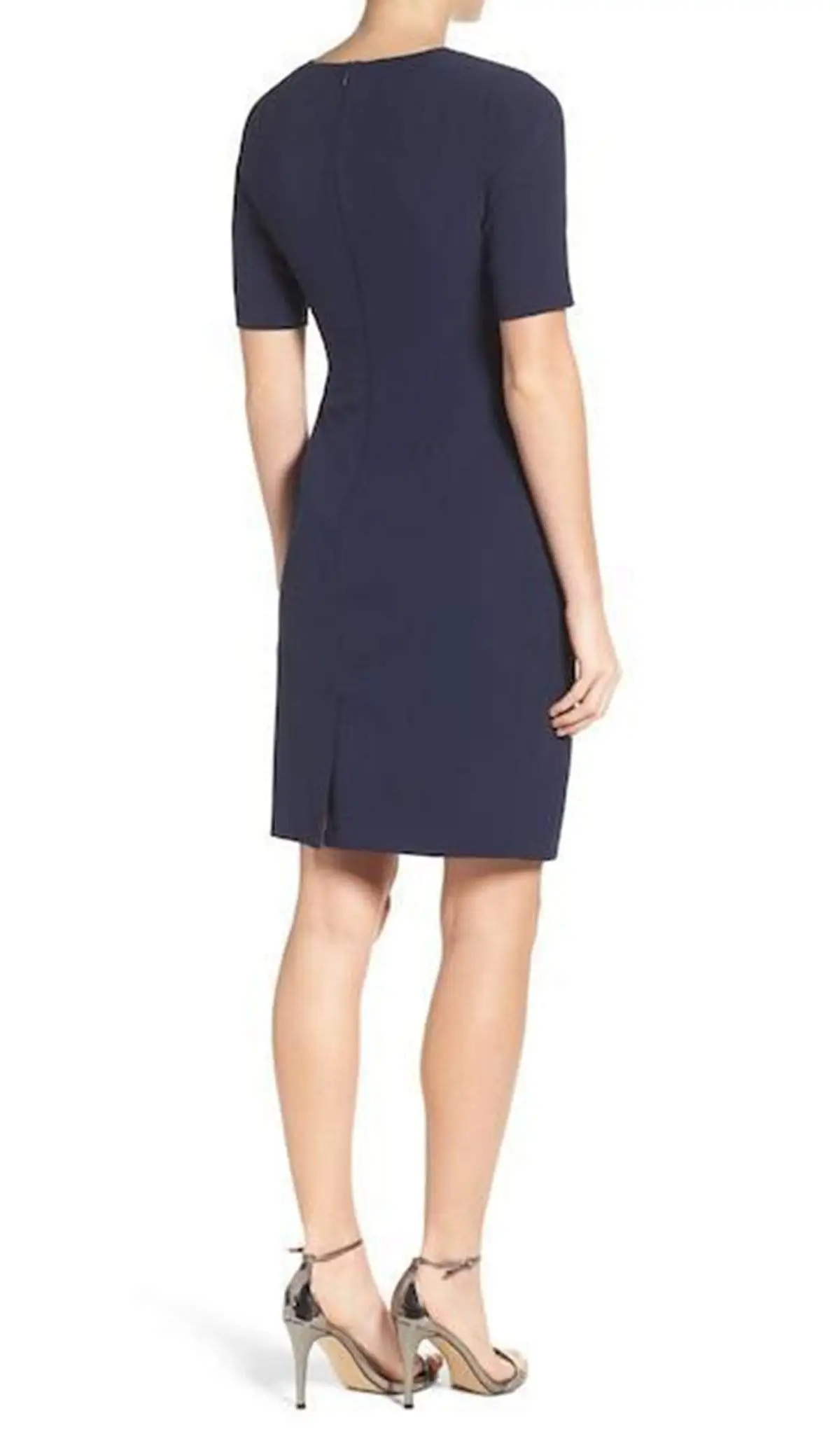 Adrianna Papell - AP1D100811 Short Sleeve V-neck Sheath Dress 2 Adrianna Papell - AP1D100811 Short Sleeve V-neck Sheath Dress - Image 2
