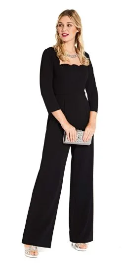 Adrianna Papell - AP1D102919 Scalloped Square Neck Jumpsuit -Hot Sale WEDDING Store adrianna papell ap1d102919 scalloped square neck jumpsuit special occasion dress 28812675154003 scaled