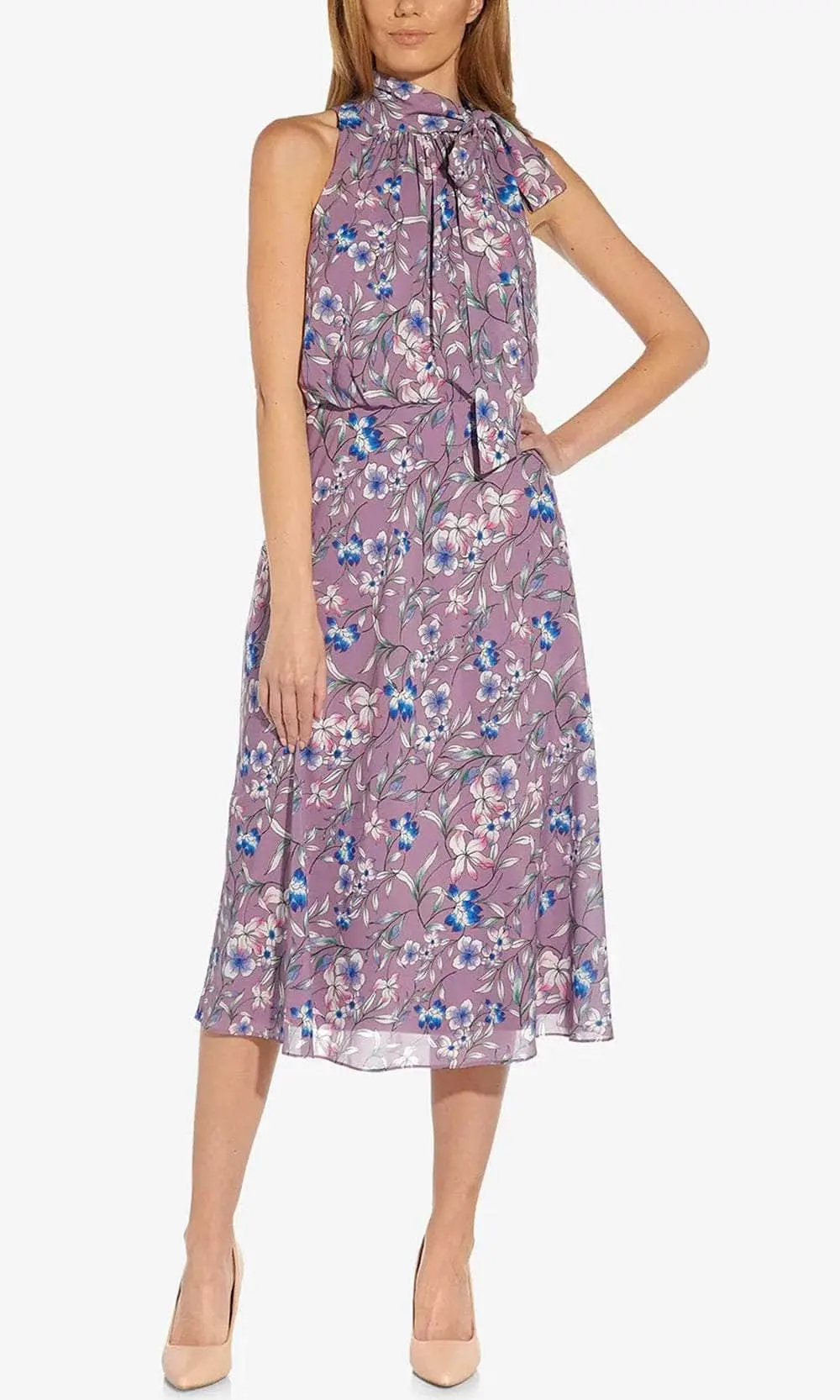 Adrianna Papell AP1D104621 - Halter Floral Casual Dress 1 Adrianna Papell AP1D104621 - Halter Floral Casual Dress