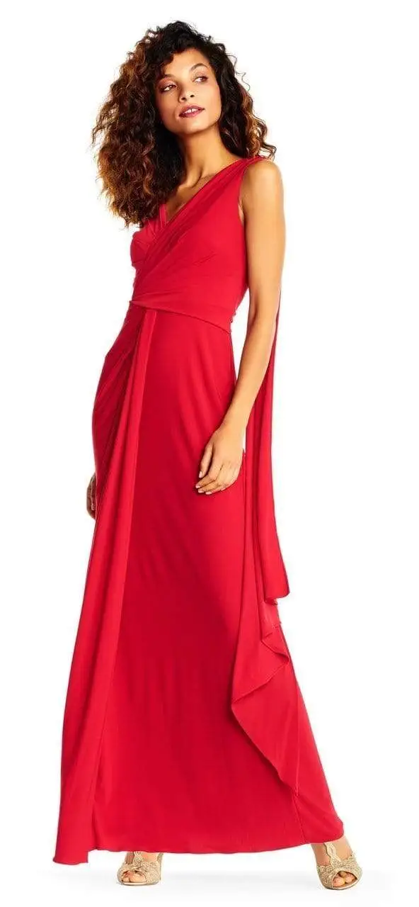 Adrianna Papell - AP1E202251 Gathered Bodice Draped Jersey Gown 1 Adrianna Papell - AP1E202251 Gathered Bodice Draped Jersey Gown