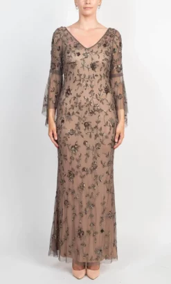 Adrianna Papell AP1E209140 - V Neck Embellished Long Gown