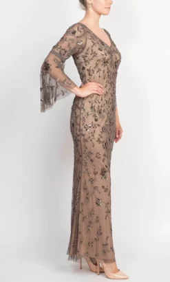 Adrianna Papell AP1E209140 - V Neck Embellished Long Gown -Hot Sale WEDDING Store adrianna papell ap1e209140 v neck embellished long gown mother of the bride dresses 31711766380627