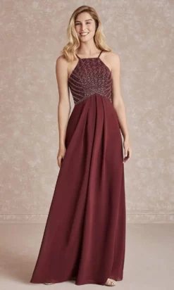 Adrianna Papell Evening - 40275 Beaded Halter Top Chiffon A-Line Gown -Hot Sale WEDDING Store adrianna papell evening 40275 beaded halter top chiffon a line gown bridesmaid dresses 14531898835027