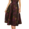 Adrianna Papell - Floral Straight Tea Length Dress 41887910 - 1 Pc Wine In Size 6 Available