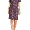Adrianna Papell - Lace Bateau Sheath Dress AP1D100772 - 1 Pc Plum Wine In Size 8 Available