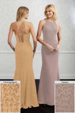 Adrianna Papell Platinum - 40216 Halter Neck Beaded Chiffon Gown -Hot Sale WEDDING Store adrianna papell platinum 40216 halter neck beaded chiffon gown evening dresses 28020501479507
