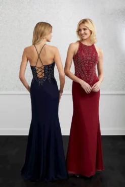 Adrianna Papell Platinum - 40216 Halter Neck Beaded Chiffon Gown