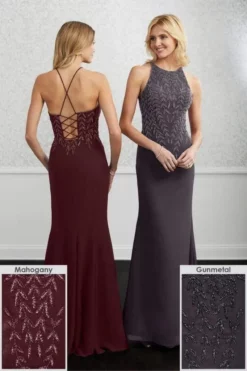 Adrianna Papell Platinum - 40216 Halter Neck Beaded Chiffon Gown -Hot Sale WEDDING Store adrianna papell platinum 40216 halter neck beaded chiffon gown evening dresses 28355764289619