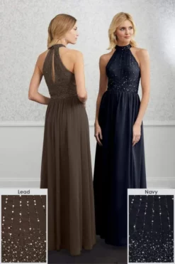 Adrianna Papell Platinum - 40221 Beaded High Halter Chiffon Dress -Hot Sale WEDDING Store adrianna papell platinum 40221 beaded high halter chiffon dress bridesmaid dresses 28020517339219