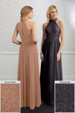 Adrianna Papell Platinum - 40221 Beaded High Halter Chiffon Dress -Hot Sale WEDDING Store adrianna papell platinum 40221 beaded high halter chiffon dress bridesmaid dresses 28355719299155