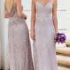 Adrianna Papell Platinum - 40327 Sequined A-Line Dress With Cowl Back
