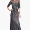 Adrianna Papell - Sequined Jewel Neck Dress 91863332