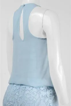 Aidan Mattox 151A12820 Lace Halter Neck Blouson Mini Dress - 1 Pc Light Blue In Size 6 Available -Hot Sale WEDDING Store aidan mattox 151a12820 lace halter neck blouson mini dress 1 pc light blue in size 6 available ccsale 6 light blue 5919995723833