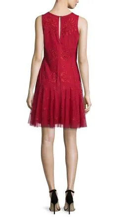 Aidan Mattox - 54473380 Embroidered Mesh Sleeveless Drop Waist Short Dress - 1 Pc Garnet In Sizes 8 Available -Hot Sale WEDDING Store aidan mattox 54473380 embroidered mesh sleeveless drop waist short dress 2 pcs garnet in sizes 4 and 8 available ccsale 14299223523411