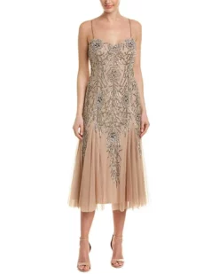 Aidan Mattox - MD1E202857 Sequined Spaghetti Strap Column Dress