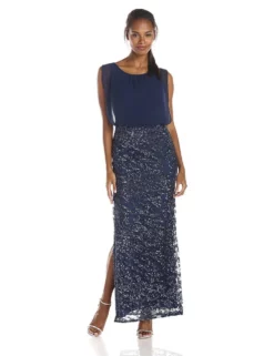 Aidan Mattox - Sequined Bateau Neck Mesh Dress 151A10470