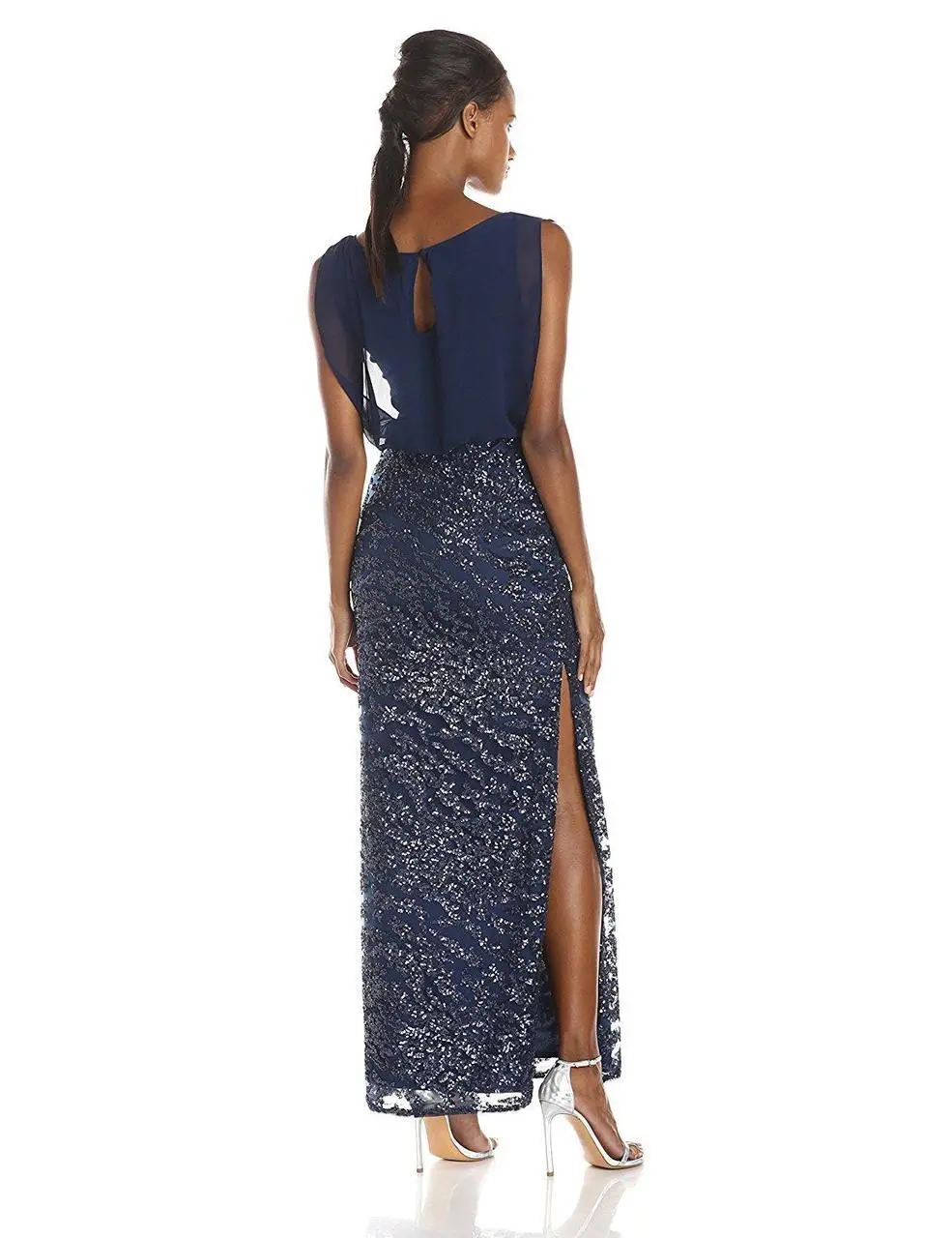 Aidan Mattox - Sequined Bateau Neck Mesh Dress 151A10470 2 Aidan Mattox - Sequined Bateau Neck Mesh Dress 151A10470 - Image 2
