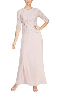 Alex Evenings - 112318 Scallop Lace Mock Dress With Chiffon Skirt -Hot Sale WEDDING Store alex evenings 112318 scallop lace mock dress with chiffon skirt mother of the bride dresses 8 shell pink 28565183955027