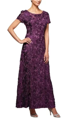 Alex Evenings - 112788 Soutache Lace Sequin Short Sleeve A-Line Gown 18 Alex Evenings - 112788 Soutache Lace Sequin Short Sleeve A-Line Gown -Hot Sale WEDDING Store alex evenings 112788 soutache lace sequin short sleeve a line gown mother of the bride dresses 18 eggplant 27986737692755