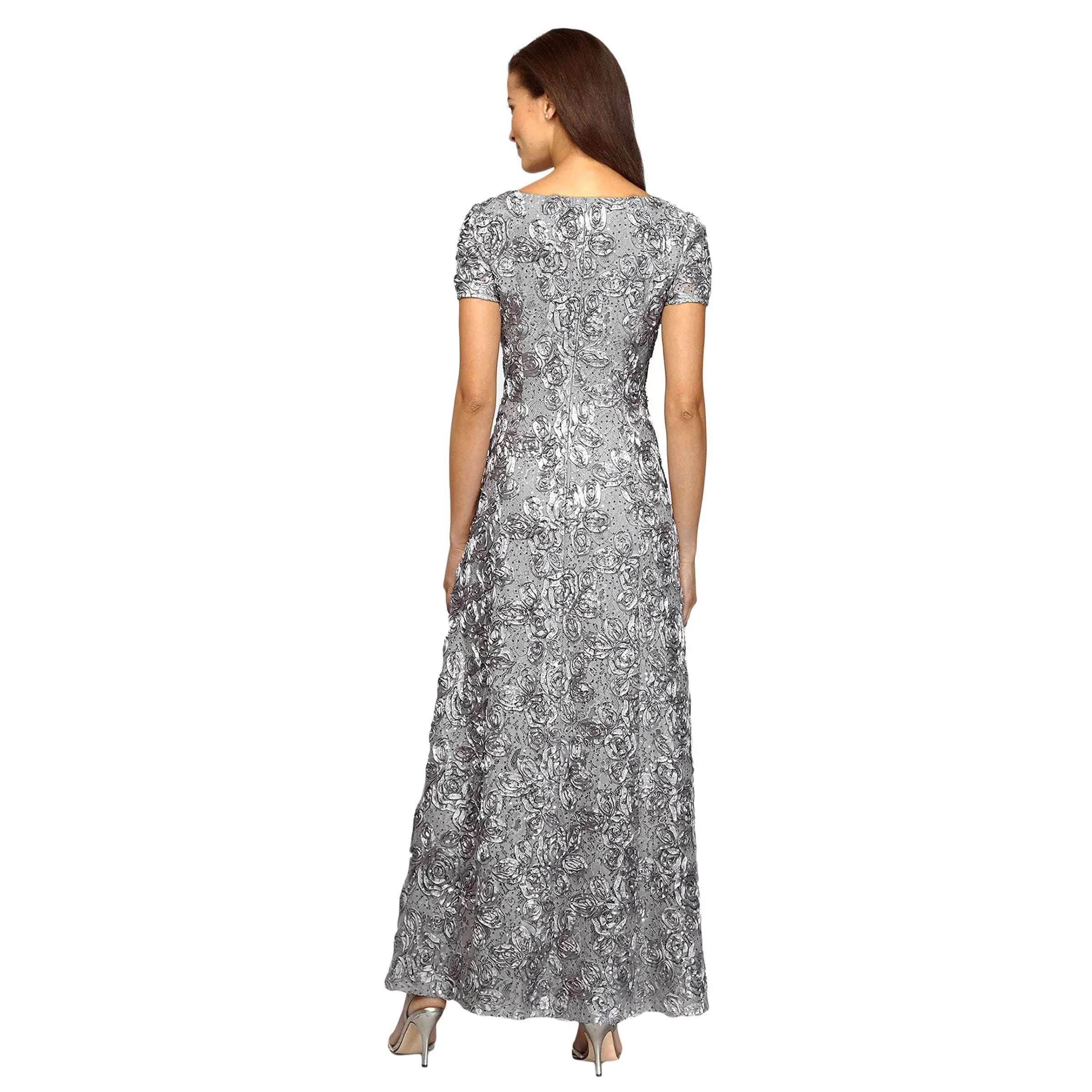 Alex Evenings - 112788 Soutache Lace Sequin Short Sleeve A-Line Gown 4 Alex Evenings - 112788 Soutache Lace Sequin Short Sleeve A-Line Gown - Image 4