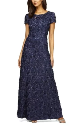 Alex Evenings - 112788 Soutache Lace Sequin Short Sleeve A-Line Gown 20 Alex Evenings - 112788 Soutache Lace Sequin Short Sleeve A-Line Gown -Hot Sale WEDDING Store alex evenings 112788 soutache lace sequin short sleeve a line gown mother of the bride dresses 6 navy 27986742837331