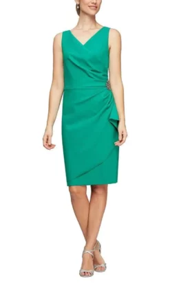 Alex Evenings - 134005 Faux Surplice Fitted Dress With Jewel Accent -Hot Sale WEDDING Store alex evenings 134005 faux surplice fitted dress with jewel accent cocktail dresses 10 jade 27988501954643