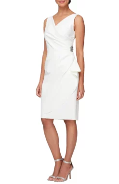 Alex Evenings - 134005 Faux Surplice Fitted Dress With Jewel Accent -Hot Sale WEDDING Store alex evenings 134005 faux surplice fitted dress with jewel accent cocktail dresses 2 ivory 28790381215827 scaled