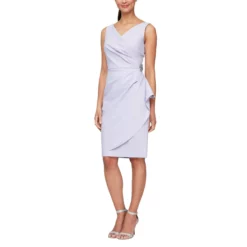 Alex Evenings - 134005 Faux Surplice Fitted Dress With Jewel Accent -Hot Sale WEDDING Store alex evenings 134005 faux surplice fitted dress with jewel accent cocktail dresses 2 lavender 32025521356883