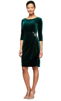 Alex Evenings 1915268 - Quarter Sleeve Velvet Cocktail Dress -Hot Sale WEDDING Store alex evenings 1915268 quarter sleeve velvet cocktail dress special occasion dress 6 forest 30955766939731