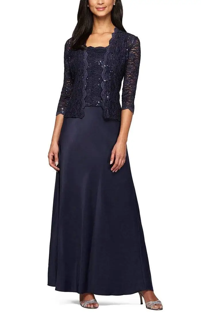 Alex Evenings - 2121198 Lace Quarter Sleeve Jacket Long Gown 4 Alex Evenings - 2121198 Lace Quarter Sleeve Jacket Long Gown - Image 4