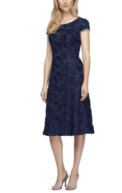 Alex Evenings - 2121570 Bateau Rosette Lace A-Line Dress -Hot Sale WEDDING Store alex evenings 2121570 bateau rosette lace a line dress cocktail dresses 29189606506579