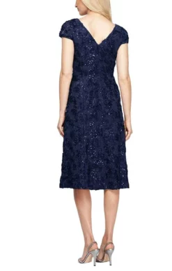 Alex Evenings - 2121570 Bateau Rosette Lace A-Line Dress -Hot Sale WEDDING Store alex evenings 2121570 bateau rosette lace a line dress cocktail dresses 30332196683859