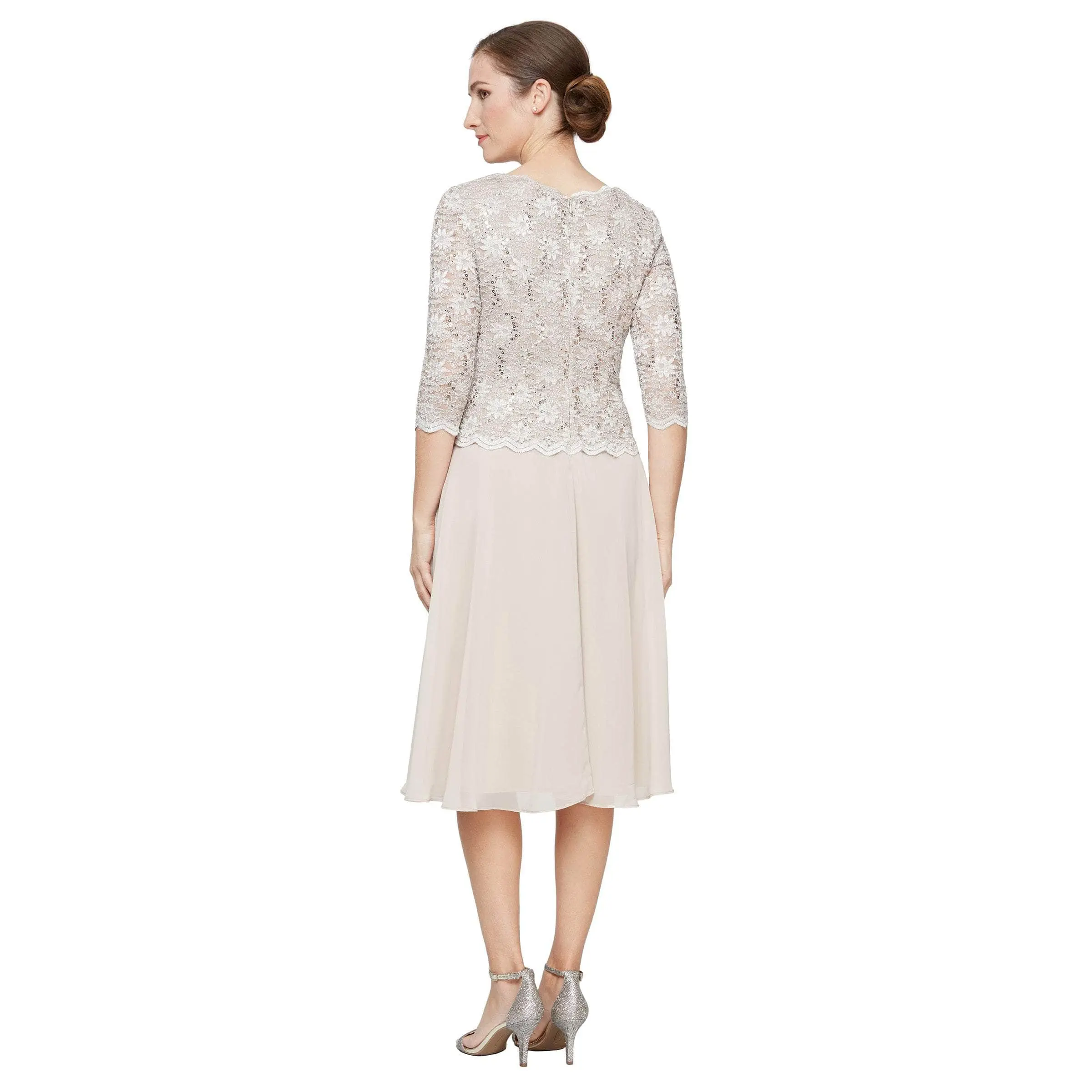 Alex Evenings - 2121796 Lace Scalloped Neck Chiffon A-line Dress 12 Alex Evenings - 2121796 Lace Scalloped Neck Chiffon A-line Dress - Image 12