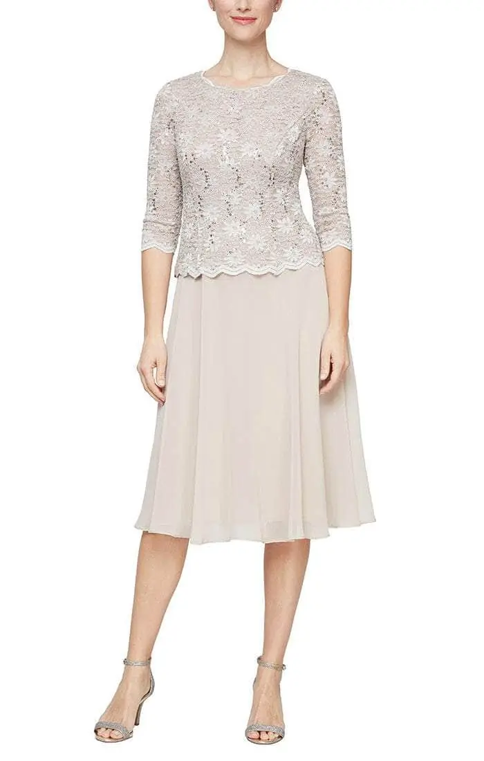 Alex Evenings - 2121796 Lace Scalloped Neck Chiffon A-line Dress 11 Alex Evenings - 2121796 Lace Scalloped Neck Chiffon A-line Dress - Image 11