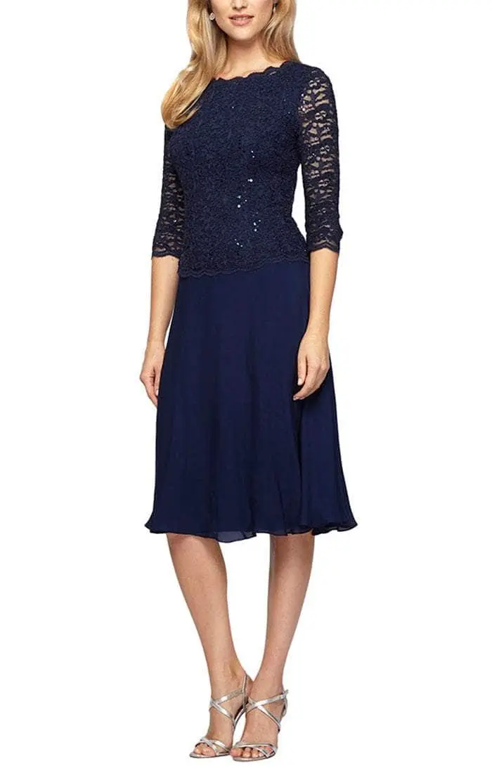 Alex Evenings - 2121796 Lace Scalloped Neck Chiffon A-line Dress 7 Alex Evenings - 2121796 Lace Scalloped Neck Chiffon A-line Dress - Image 7