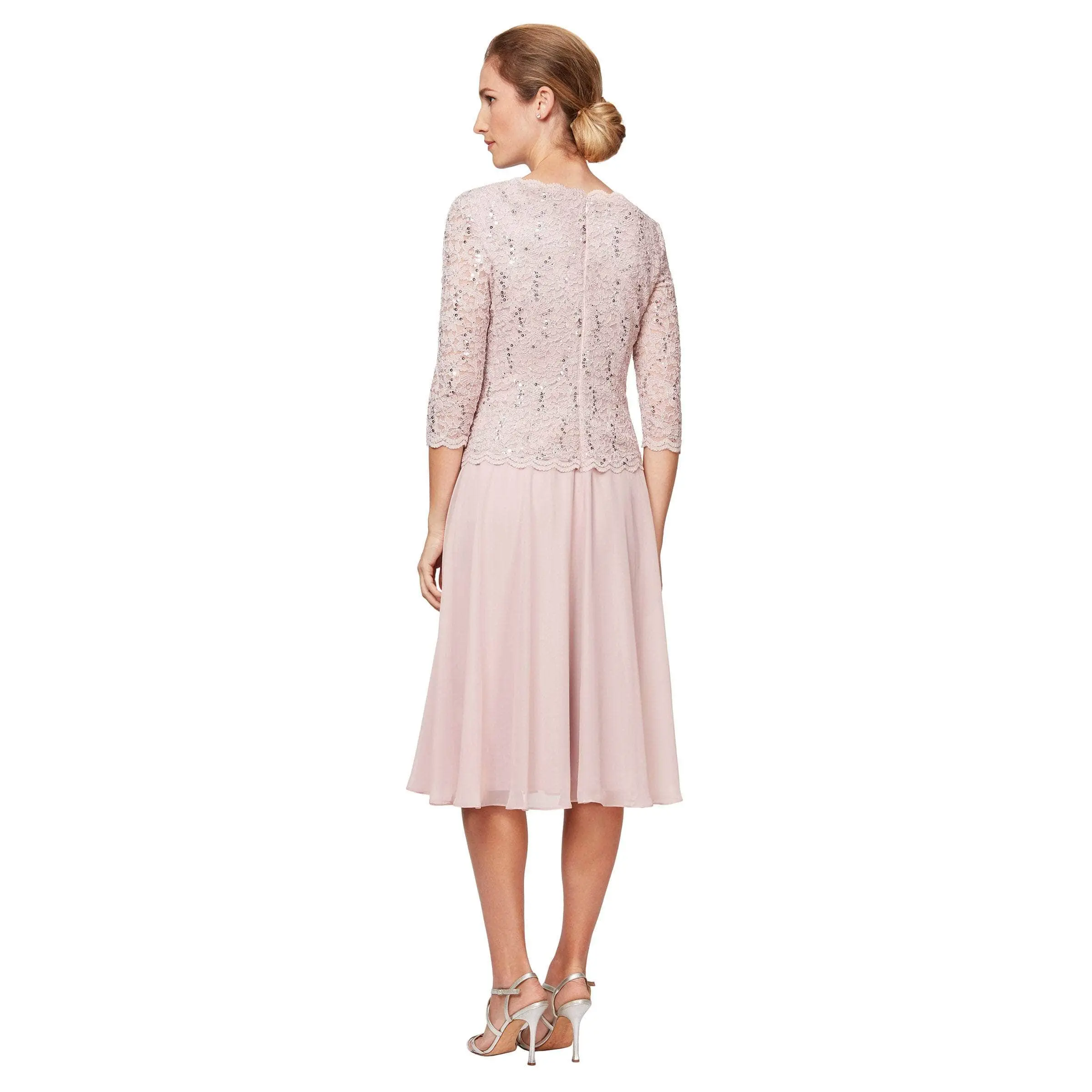 Alex Evenings - 2121796 Lace Scalloped Neck Chiffon A-line Dress 10 Alex Evenings - 2121796 Lace Scalloped Neck Chiffon A-line Dress - Image 10