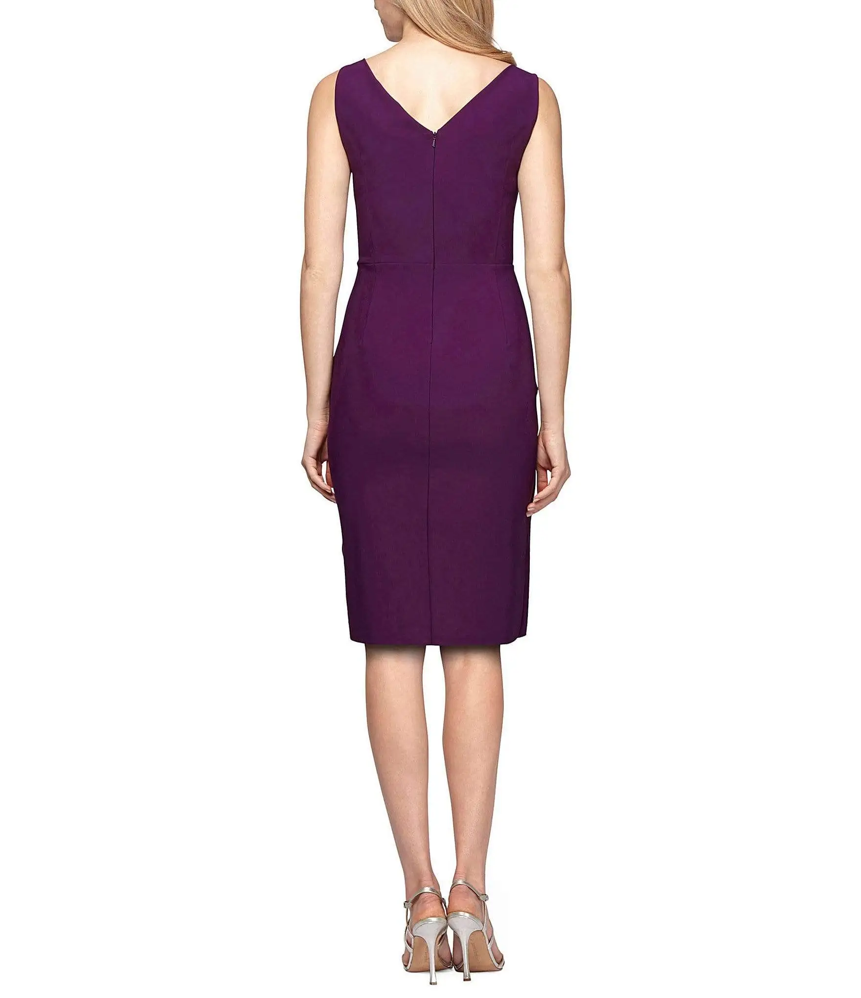 Alex Evenings - 234005 Faux Wrap Fitted Dress With Jewel Accent 4 Alex Evenings - 234005 Faux Wrap Fitted Dress With Jewel Accent - Image 4