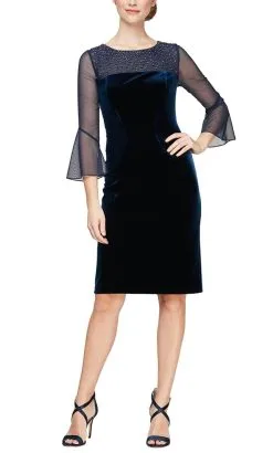 Alex Evenings 81918781 - Bell Sleeve Illusion Neckline Formal Dress