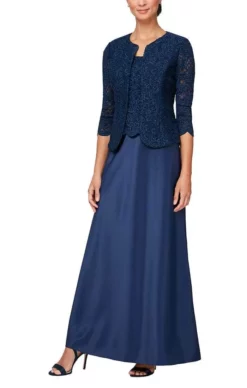 Alex Evenings - 84122326 Scallop Trimmed Bodice Laced Dress -Hot Sale WEDDING Store alex evenings 84122326 scallop trimmed bodice laced dress mother of the bride dresses 14w navy 31434875142227
