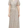 Alex Evenings 8427706 - Flutter Metallic Plus Size Dress