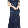 Alex Evenings 8496804 - Short Sleeve Sequin Evening Gown