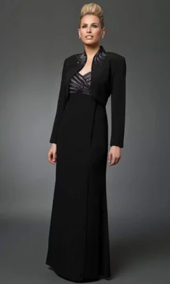 Alexander By Daymor - 3112 Beaded V-neck Dress With Long Sleeve Bolero -Hot Sale WEDDING Store alexander by daymor 3112 beaded v neck dress with long sleeve bolero mother of the bride dresses 29488152739923