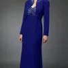 Alexander By Daymor - 3112 Beaded V-neck Dress With Long Sleeve Bolero