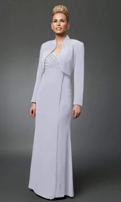Alexander By Daymor - 3112 Beaded V-neck Dress With Long Sleeve Bolero -Hot Sale WEDDING Store alexander by daymor 3112 beaded v neck dress with long sleeve bolero mother of the bride dresses 29488153002067