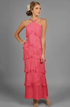 Alexander By Daymor - 3451 Beaded Halter Tiered Sheath Evening Dress